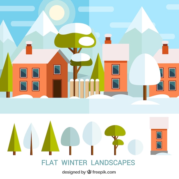 Free vector winter town