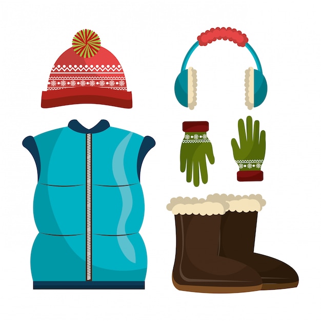 Free Vector winter wear, clothes and accesories