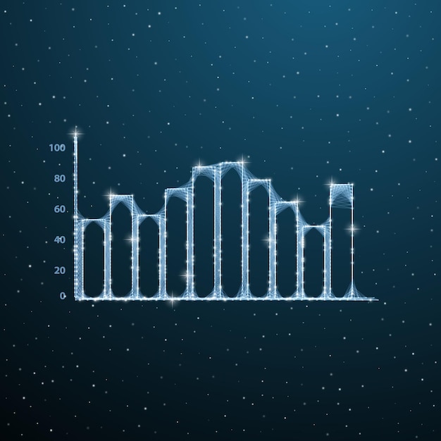 Free Vector wireframe charts on digital space low poly graphs infographic statistic polygonal vector diagram