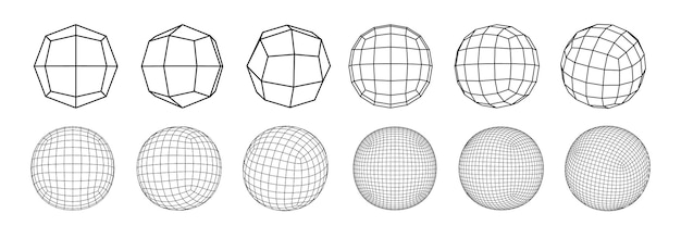 Free Vector wireframe sphere with different structure of the grid frame abstract d grid design technology style