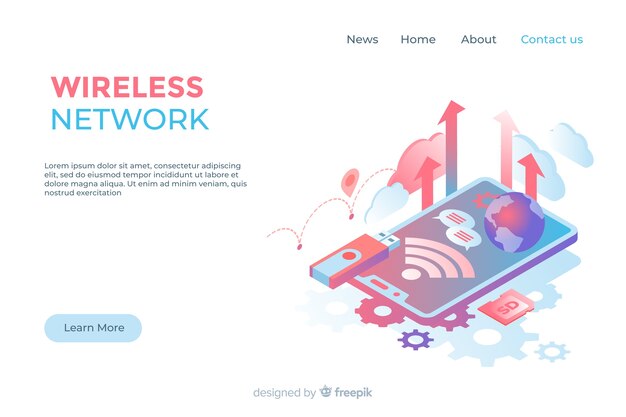 Wireless network landing page template