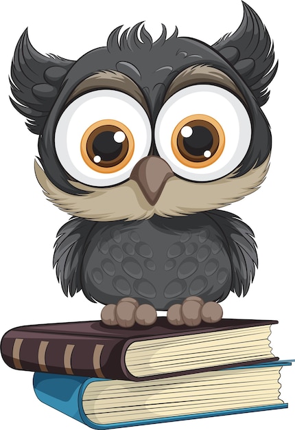 Free vector wise owl on stack of books