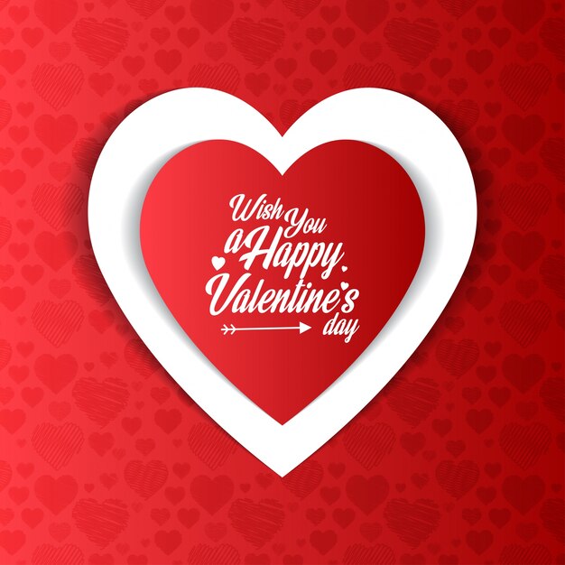 Wish you a Happy Valentine's day with red pattern background