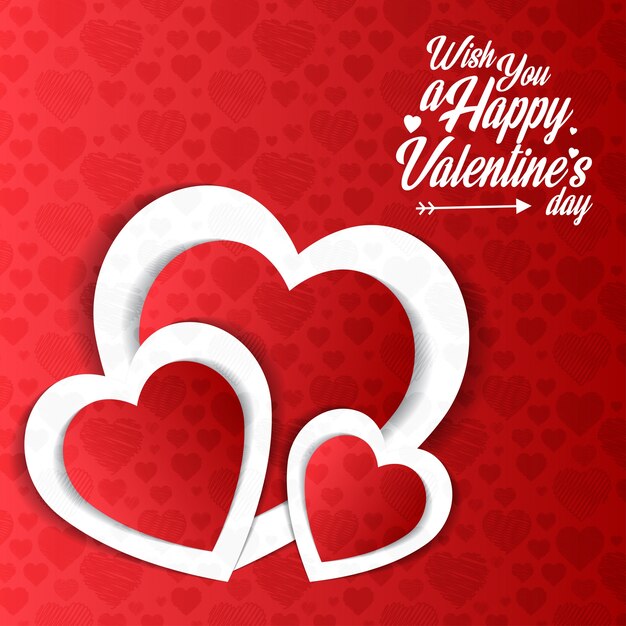 Wish you a Happy Valentines day with red pattern