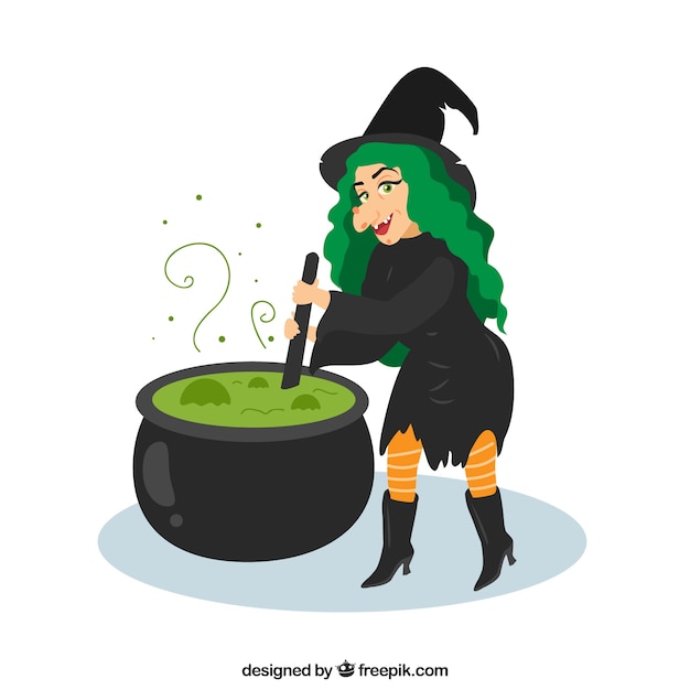 Witch background doing a potion