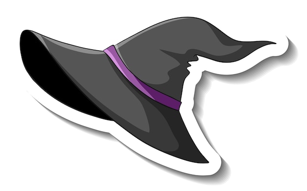 Witch hat cartoon sticker on white background