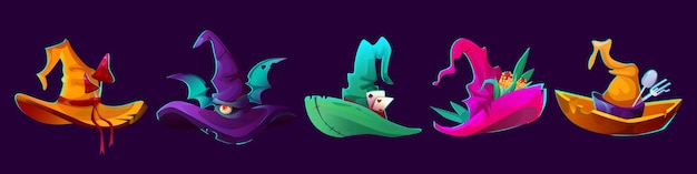 Free Vector witch hats set isolated on background