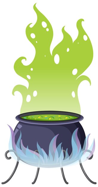 Witch potion pot with green smoke