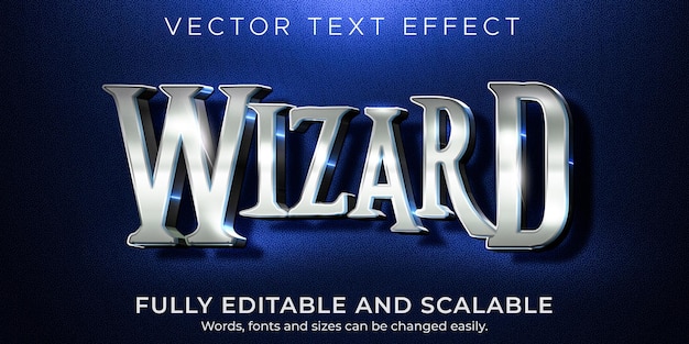 Free Vector wizard text effect, editable metallic and shiny text style