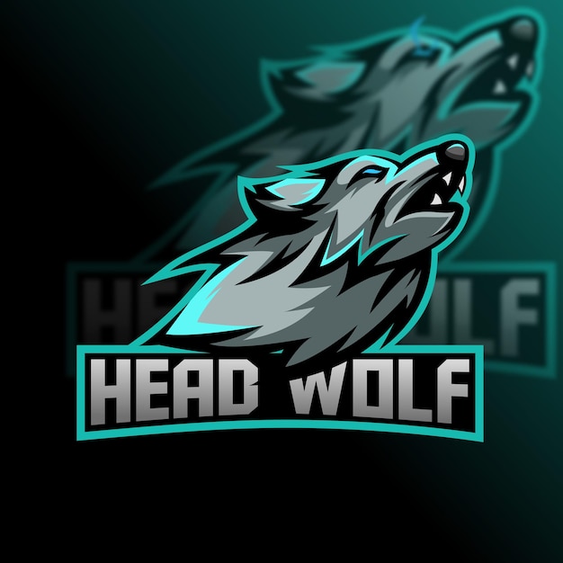 Free Vector wolf esport logo gaming team vector