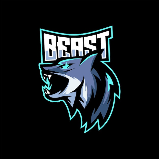 Free vector wolf esport mascot design illustration