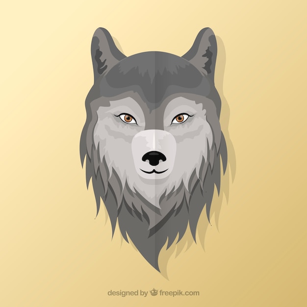 Free vector wolf head background in flat design