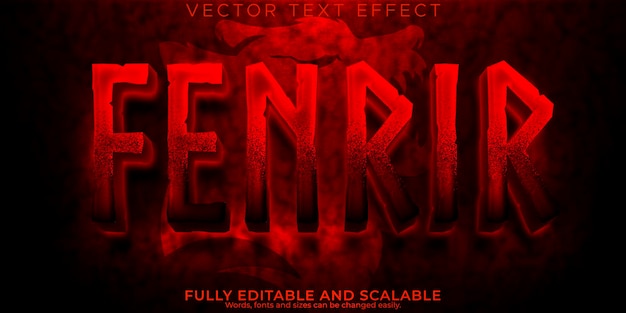 Free Vector wolf text effect editable fenrir and viking text style