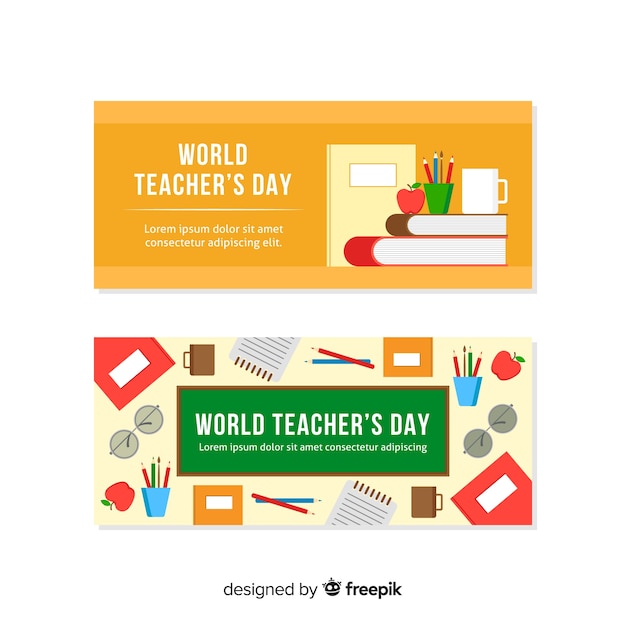 Wolrd teacher's day banners with flat design