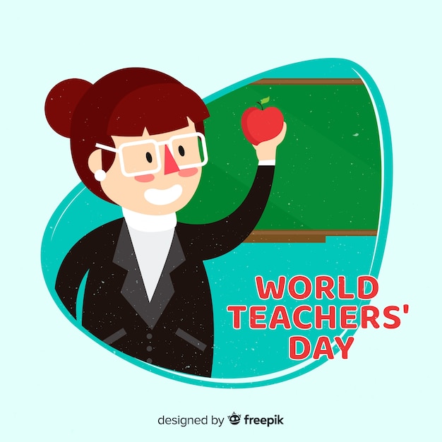 Free Vector wolrd teacher's day composition with flat design