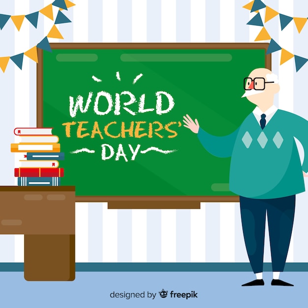 Wolrd teacher's day composition with flat design