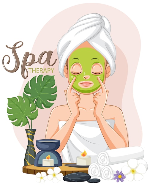 Free Vector woman applying facial mask treatment