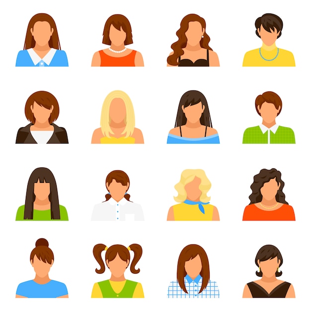 Free Vector woman avatar icons set 