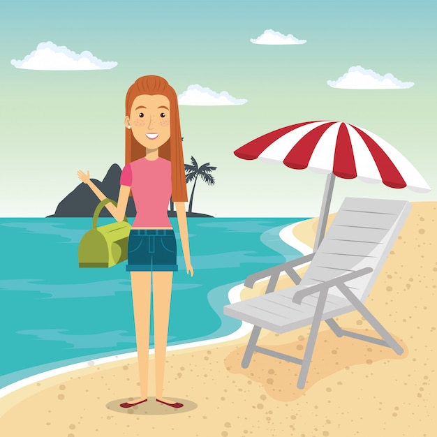 Free Vector woman in the beach character