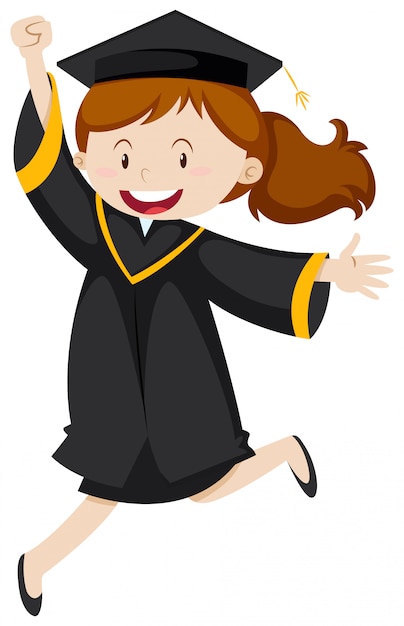 Free Vector woman in black graducation gown