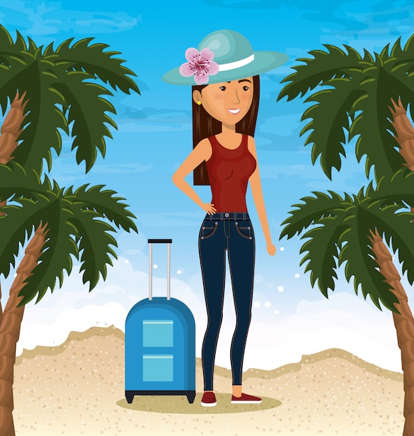 Free Vector woman character on the beach