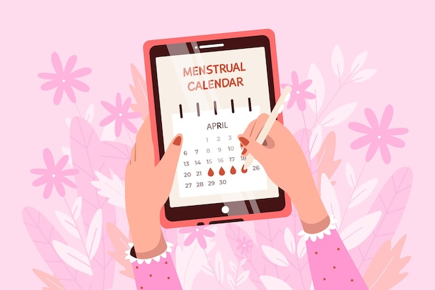 Free Vector woman checking her menstrual calendar