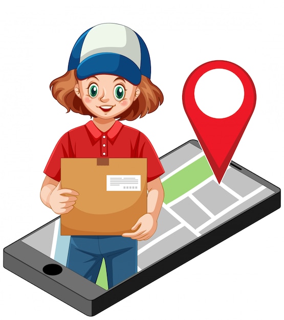 Woman delivery package icon