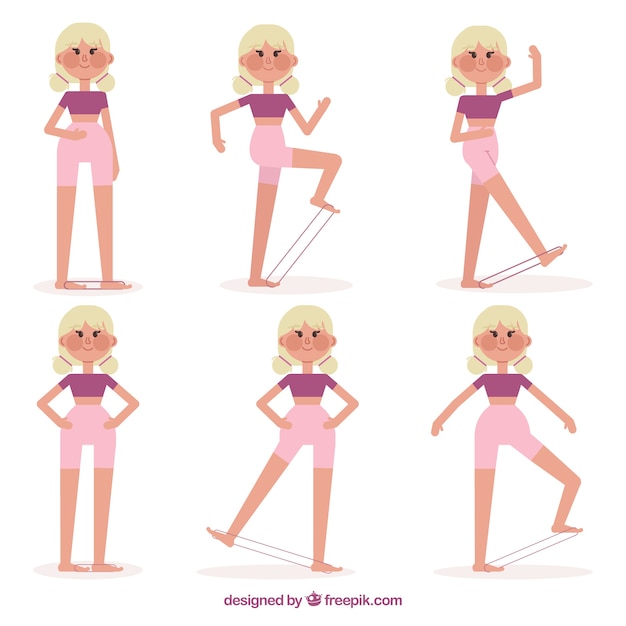 Free Vector woman doing fitness exercises with flat design