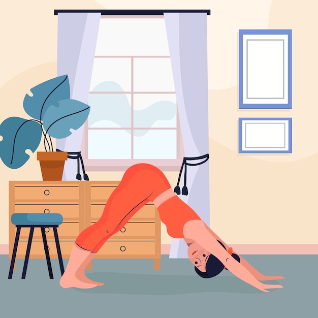 Woman doing  yoga indoors sport