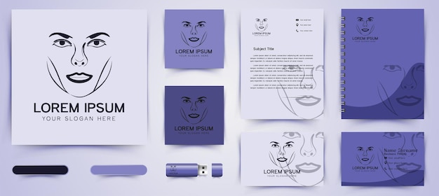 Free vector woman face luxury beauty logo and business card branding template designs inspiration, vector illustration