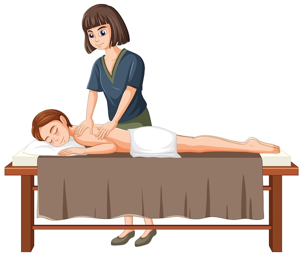 Free Vector a woman getting back massage spa