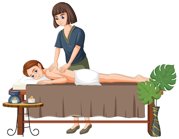 Free Vector a woman getting back massage spa