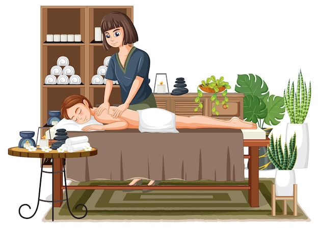 Free Vector woman getting back massage spa