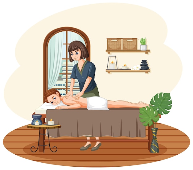 Free Vector woman getting back massage spa