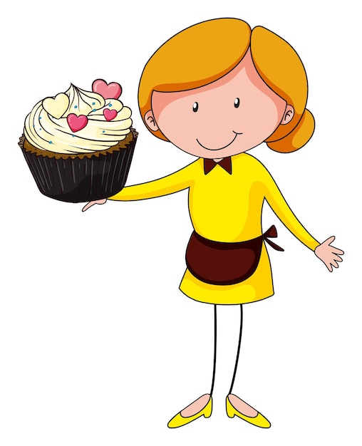 Free Vector woman and giant cupcake