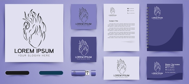 Free Vector woman and hair fired logo and business branding template design inspiration