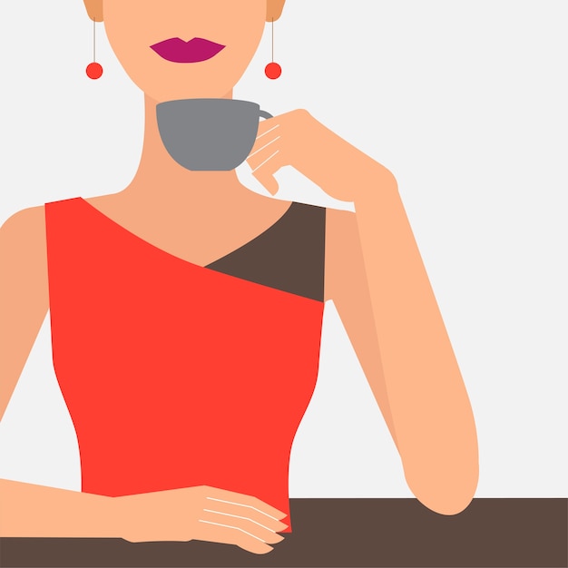 Free Vector woman having a cup of coffee illustration