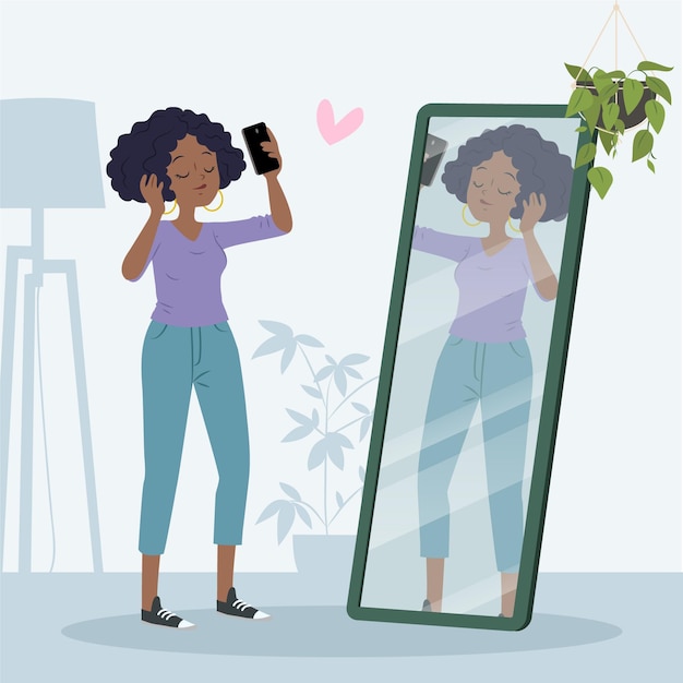 Free Vector woman having high self esteem