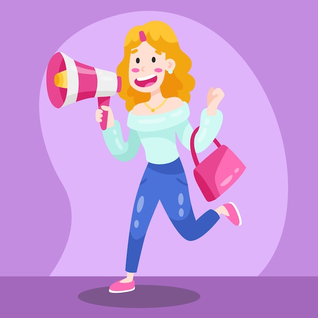 Free Vector woman holding a megaphone