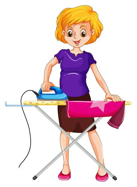 Woman ironing clothes on the ironing board