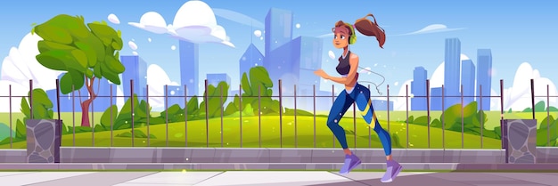 Free Vector woman jogging in city park healthy lifestyle