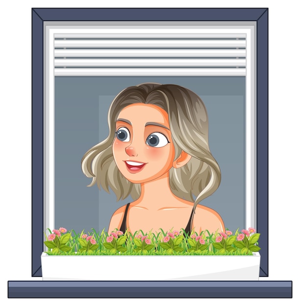 Free vector woman looking out window