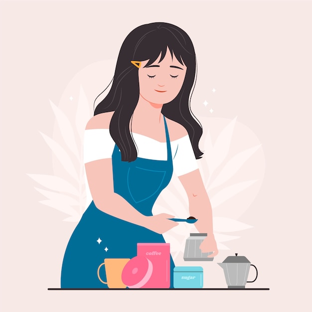 Woman making coffee