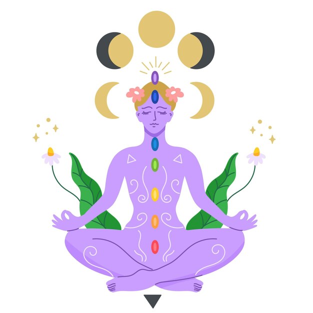 Woman meditating chakras concept