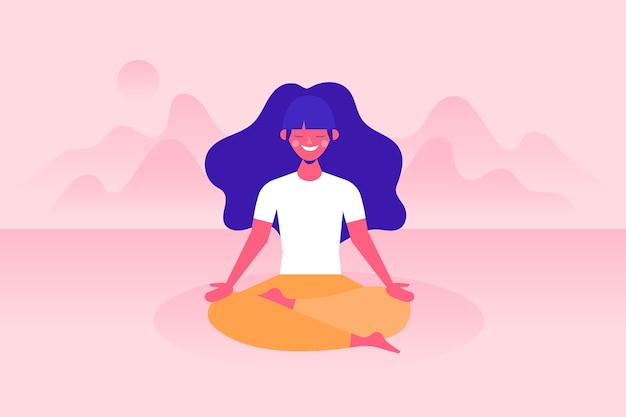 Free vector woman meditating concept