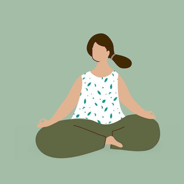 Woman meditating during coronavirus quarantine character element vector