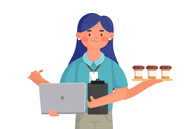 Free Vector woman multitasking internship job concept