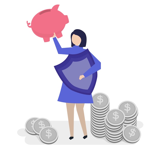 Free Vector a woman planning her personal finance