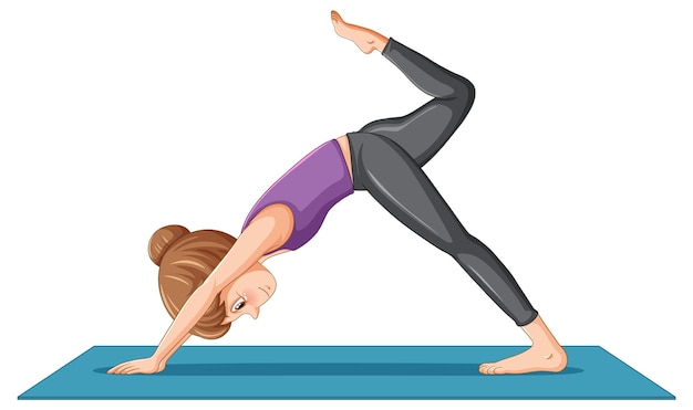 Free vector woman practicing yoga on mat