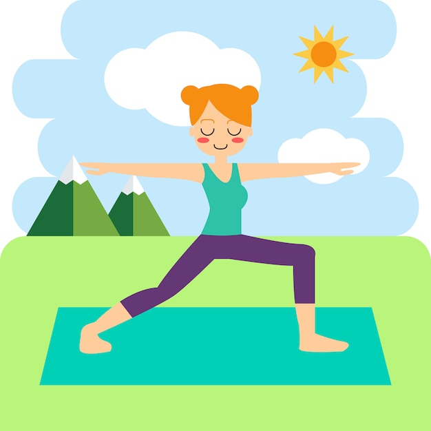 Free Vector  woman practicing yoga in the tree pose. in asana vrikshasana.